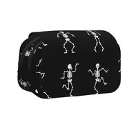 MDATT Interessantes Federmäppchen mit Skelett-Druck für Erwachsene, langlebige Stift-Tragetasche, Schwarz , Einheitsgröße, Taschen-Organizer