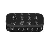 MDATT Interessantes Skelett-Federmäppchen, mehrere Schlitze, niedliches tragbares Stifteetui, Stifteetui für Schule, Büro, Schwarz , Einheitsgröße, Taschen-Organizer