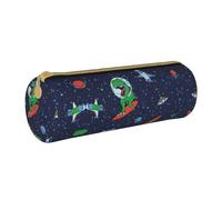 MDATT Lustiges Federmäppchen mit Astronauten-Dinosaurier-Raketen-Handgepäck, Mehrzweck-Schreibwarentasche für Schüler und Studenten, weiß, Einheitsgröße, Taschen-Organizer