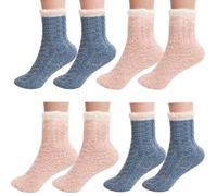 MDLSDE 5 Paar Kuschelsocken Damen, Flauschige Socken aus Korallenfleece Wintersocken Warme Hohe Elastizität Haussocken Schlafsocken für Winter Kuschlige Bettsocken Super Weich Kein Vergossenes Flaum