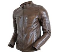 MDM braune gesteppte Herren Biker Lederjacke (XL)