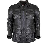 MDM Herren Biker Lederjacke echtleder in Schwarz 56