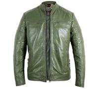 MDM Herren Biker Lederjacke Echtleder Lammleder Jacke Freizeit Übergangsjacke (DE/NL/SE/PL, Alphanumerisch, L, Regular, Regular, Grün)