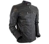 MDM Herren Jacke Übergangsjacke Biker Lederjacke Echtleder (48/M)