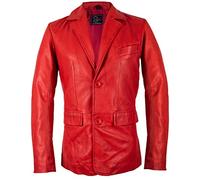 MDM Herren Leder Sakko aus echtem Lammleder in rot/SLIM FIT (L)