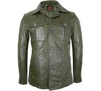MDM Herren Leder Sakko Blazer in Grün aus echtem Leder