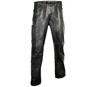MDM Herren Leder Zimmermannshose, Zunfthose, schwarz (as3, Waist, Numeric_31, Regular, Regular)