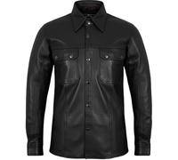 MDM Herren Lederhemd aus weichem Lamm Nappa Leder in schwarz (M)
