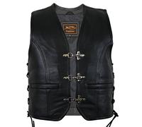 MDM Herren Lederweste aus Rindsleder, schwarz (Gr. XL)