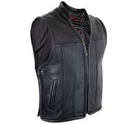 MDM Herren Lederweste, Kutte aus echtem Rindsleder, schwarz (Gr. 5XL)