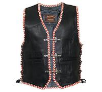 MDM Herren Lederweste schwarz/rot/weiß (XL)