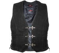 MDM Herren Nubuk Lederweste Bikerweste Lederkutte, schwarz (Gr. 5XL)