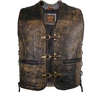 MDM Herren Vintage Lederweste aus echtem Rindsleder (Gr. L)