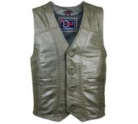 MDM Lamm Nappa Lederweste - Klassische Herren Weste aus Lamm Nappa Leder mit Knöpfen und Rückenschnalle, leicht & elegant (DE/NL/SE/PL, Alphanumerisch, S, Regular, Regular, Grün)