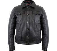 MDM Lederjacke aus echtem Rindsleder im Jeansjacken Style, Herren, Schwarz (Gr. 2XL)