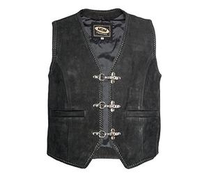 MDM Nubuk Lederweste ohne Seiten Schur, Lederkutte, Rockerweste, Bikerweste, Bikerkutte, Motorrad Weste, (2XL)