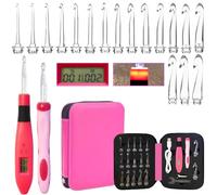 Mdoker Häkelnadel-Set, beleuchtet, 2,50 ~ 14,0 mm, beleuchtete Häkelnadeln zum Zählen von Stichen und Reihen, 17 Größen