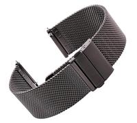MDSIOKHJ Metallarmband Edelstahlgewebe Milanese Loop Armband Uhrenarmband Silber Schwarz 4 3 Riemen Faltschließe 16 18mm 20mm 22mm für Männer und Frauen(Black,18mm)