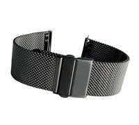 MDSIOKHJ Metallarmband Mesh-Milanese-Loop-Armband, Edelstahl, Metall, Schnellverschluss, Doppeldruck-Schmetterlingsschnalle, Uhrenarmband, 18 mm, 20, 22 für Männer und Frauen(Black,18mm)