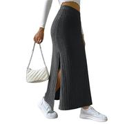 MdybF Strickrock Damen Frauen Herbst Winter Lange Dicke Röcke Warm Gemütlicher, Lässiger, Gelegentlicher Alleinfassungsrock-Grey1-M