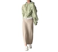 MdybF Strickrock Damen Frauen Herbst Winter Strickröcke Schlanker Langer Rock Casual High Waisted Rock-Khaki-L