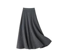 MdybF Strickrock Damen Herbst- Und Winter -Faux -Wollrock Für Frauen Mit Hoher Taille Gestrickter Rock Moderock-Grau-S