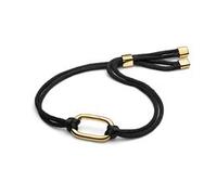 ME Textilarmband für Damen, schwarz, IP Gold