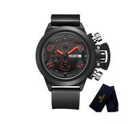 (ME200201 mit Box) Megir Herrenuhr Chronograph Wasserdicht Militäruhr Top-Marke Luxus Gummi