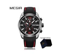 (ME206302 mit Box) MEGIR Herrenuhr Top-Marke Luxus Chronograph Auto Datum Wasserdicht Sport Männliche