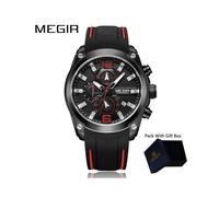 (ME206303 mit Box) MEGIR Herrenuhr Top-Marke Luxus Chronograph Auto Datum Wasserdicht Sport Männliche