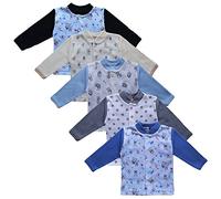 MEA BABY Baby Langarmshirts 5er Pack | Unisex Baumwolle Jäckchen mit Druckknöpfen | Weiche Baby Shirts für Jungen & Mädchen, Langarm, Hautfreundlich | Größe 68