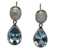 Meadows 925 Sterling Damen Schmuck Blauer Topas, Mondstein Edelstein Ohrstecker 5.85 G ER101-836