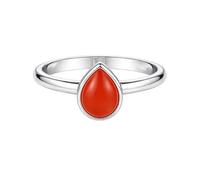 Meadows 925 Sterling Silber Birnenförmiger Statement-Ring mit Karneol für Damen, Solitär-Design, Boho-Stil, handgefertigtes Schmuckgeschenk R-17AC_58 (18.5)