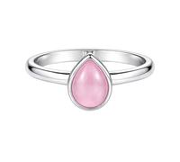 Meadows 925 Sterling Silber Birnenförmiger Statement-Ring mit Rosenquarz-Edelstein für Damen, Solitär-Design, Boho-Stil, handgefertigtes Schmuckgeschenk R-17AH_69 (22.0)