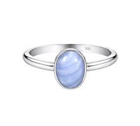 Meadows 925 Sterling Silber Blauer Spitzenachat Ring Ovaler Edelsteinring Handgefertigter minimalistischer Schmuck Geschenk für Damen R-1908AL_66 (21.0)
