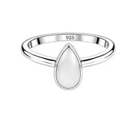 Meadows 925 Sterling Silber Chrysopras Tropfenring für Damen echter birnenförmiger Edelstein Solitärring Statement-Ring Boho-Schmuckgeschenk R-1919AAZ_71 (22.6)