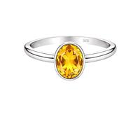 Meadows 925 Sterling Silber Citrin-Ring, ovaler Edelsteinring, handgefertigter minimalistischer Schmuck, Geschenk für Damen R-1908BB_56 (17.8)