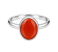 Meadows 925 Sterling Silber Ovaler Damen-Solitärring mit Karneol, minimalistische Fassung, handgefertigter Schmuck R-04AC_66 (21.0)