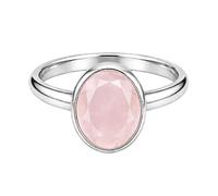 Meadows 925 Sterling Silber Ovaler Damenring mit Rosenquarz-Solitär, minimalistische Fassung, handgefertigter Schmuck R-04AH_62 (19.7)