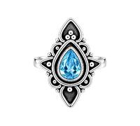 Meadows 925 Sterling Silber Ring für Damen Blauer Topas Birnenschliff Solitär-Statement-Ring Minimalistischer handgefertigter Schmuck R-29AV_64 (20.4)