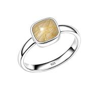 Meadows 925 Sterling Silber Ring für Damen, goldener Rutil im Kissenschliff, Solitär-Statement-Ring, minimalistischer handgefertigter Schmuck R-28AM_64 (20.4)