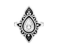 Meadows 925 Sterling Silber Ring für Damen Zirkonia Birnenschliff Solitär-Statement-Ring Minimalistischer handgefertigter Schmuck R-29AW_50 (15.9)
