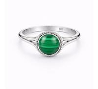 Meadows 925 Sterling Silber Ring, Malachit, runder Edelsteinring, handgefertigter minimalistischer Schmuck, Geschenk für Damen R-1795AF_64 (20.4)