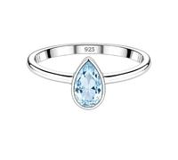 Meadows 925 Sterling Silber Ring mit himmelblauem Topas in Tropfenform für Damen echter birnenförmiger Edelstein Solitärring Statement-Ring Boho-Schmuckgeschenk R-1919ABM_51 (16.2)