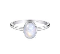 Meadows 925 Sterling Silber Ring, Regenbogenmondstein, ovaler Edelsteinring, handgefertigter minimalistischer Schmuck, Geschenk für Damen R-1908AG_75 (23.9)
