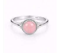 Meadows 925 Sterling Silber Rosenquarz-Ring, runder Edelsteinring, handgefertigter minimalistischer Schmuck, Geschenk für Damen R-1795AH_64 (20.4)