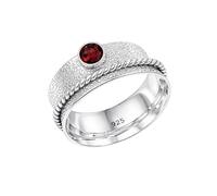 Meadows 925 Sterling Silber Runder Drehring mit Granat für Damen und Herren, handgefertigtes Schmuckgeschenk R-19AF_50 (15.9)