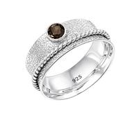 Meadows 925 Sterling Silber Runder Drehring mit Rauchquarz für Damen und Herren, handgefertigtes Schmuckgeschenk R-19AE_71 (22.6)