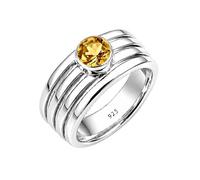 Meadows 925 Sterling Silber Spinner Ring gegen Angstzustände, gehämmerter Citrin-Edelstein, handgefertigter Schmuck für Damen und Herren R-21AQ_54 (17.2)