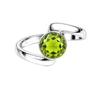 Meadows Peridot 925 Sterling Silber Bypass-Ring für Damen, runder Statement-Ring, minimalistischer handgefertigter Schmuck, Geschenk R-25AR_63 (20.1)